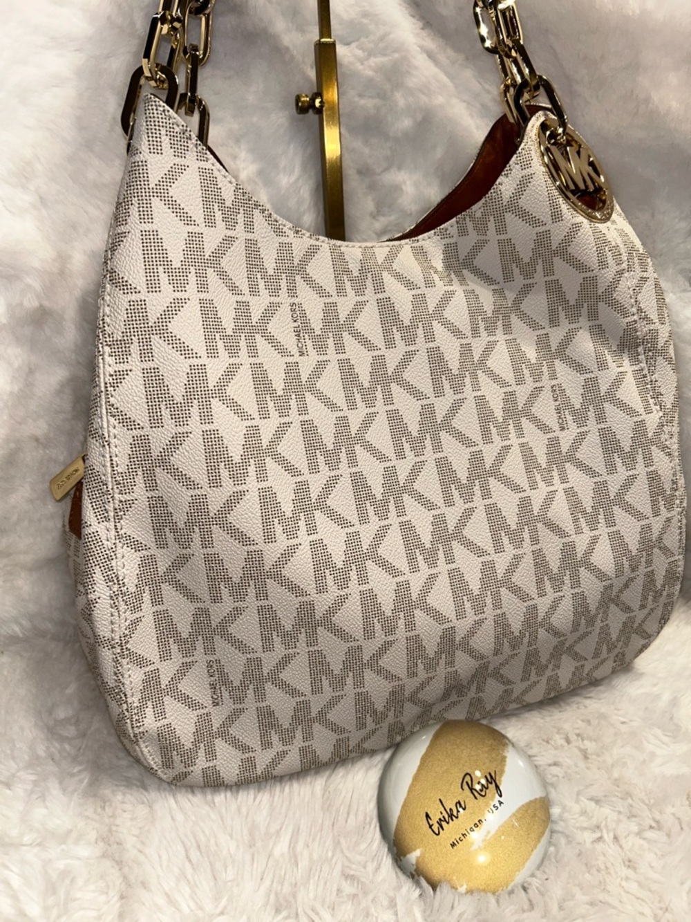 Michael Kors Fulton Monogram Logo Shoulder Bag - Picture 6 of 16